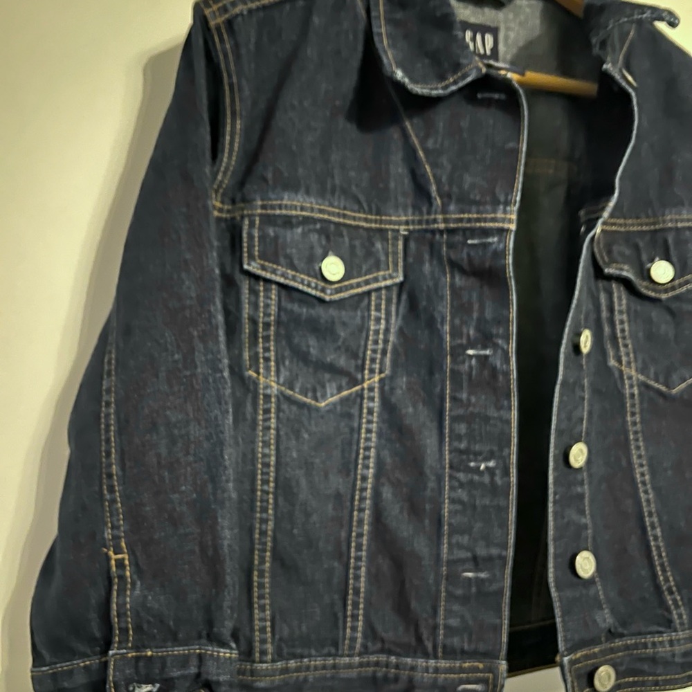 GAP Women’s Cropped Dark Blue Denim Jacket size M - Picture 6 of 13